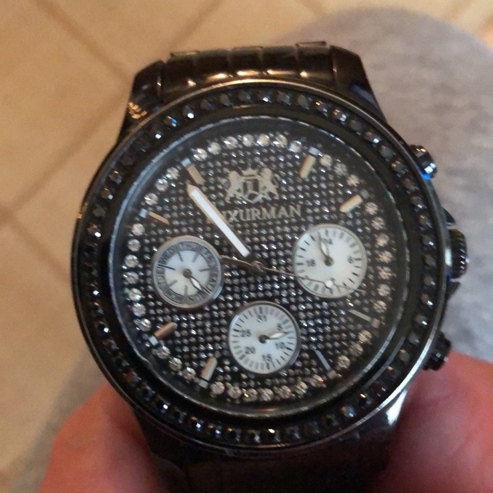 Luxurman 2.25ct black diamond watch 
oversized black